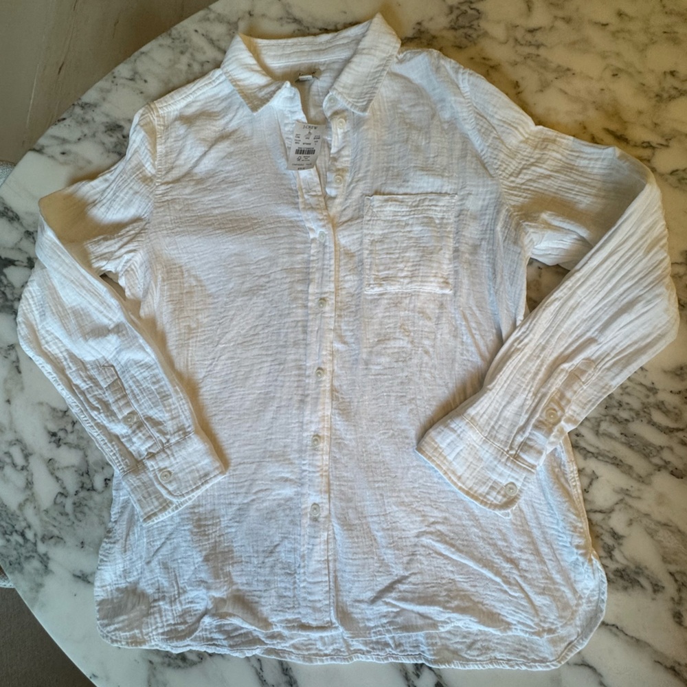 NWT J Crew Factory Gauze Button-Up
White Gauze Shirt 100% Cotton Various Sizes - Picture 12 of 16